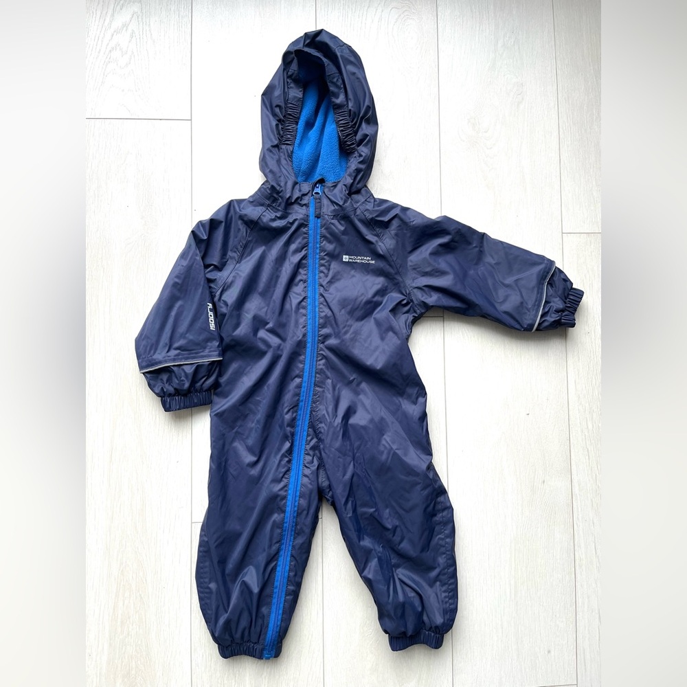 Mountain Warehouse Waterproof Blue Fleece-lined Rain Suit - Size 12-18 months